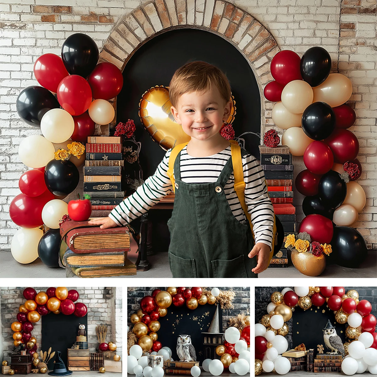 

Волшебная школа фон для фотографии кирпичная стена день рождения детский душ волшебник Академия тематический фон детский декор