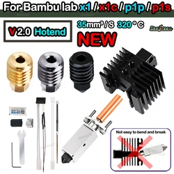 For Bamboo X1 X1C X1E P1P P1S Thermistor Hotend NEW Upgrade TZ 2.0 Version Bi Metal Fit Brass Copper Hardened nozzles Bambu Lab