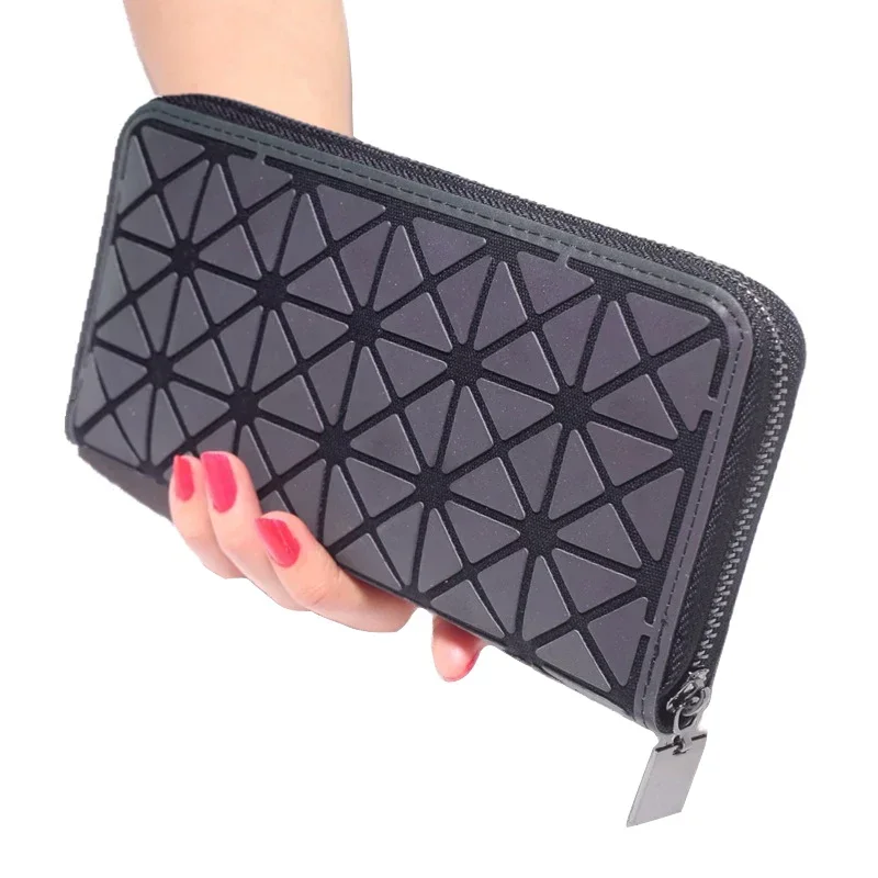 Popular Lady Geometric Rhomboid Purse Large Capacity Women Long Wallets Card Holder Phone Pocket Men Leather Wallet Money Bag