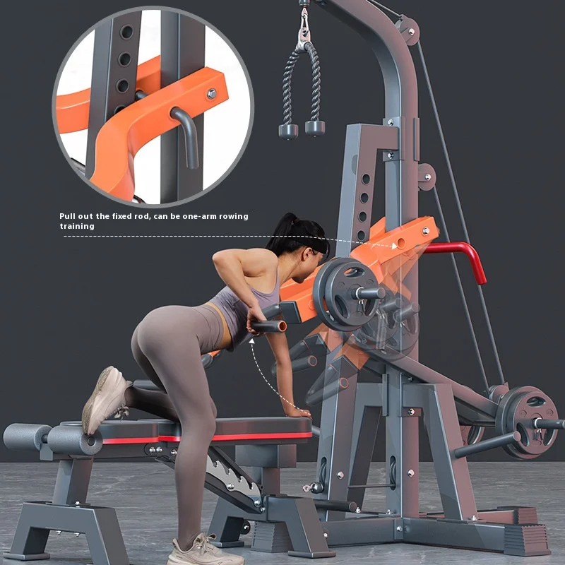 Multifunctional Deep Squatting Machine, Household Fitness Equipment, Horizontal Push, High Position Pull-down Hip Bridge Machine