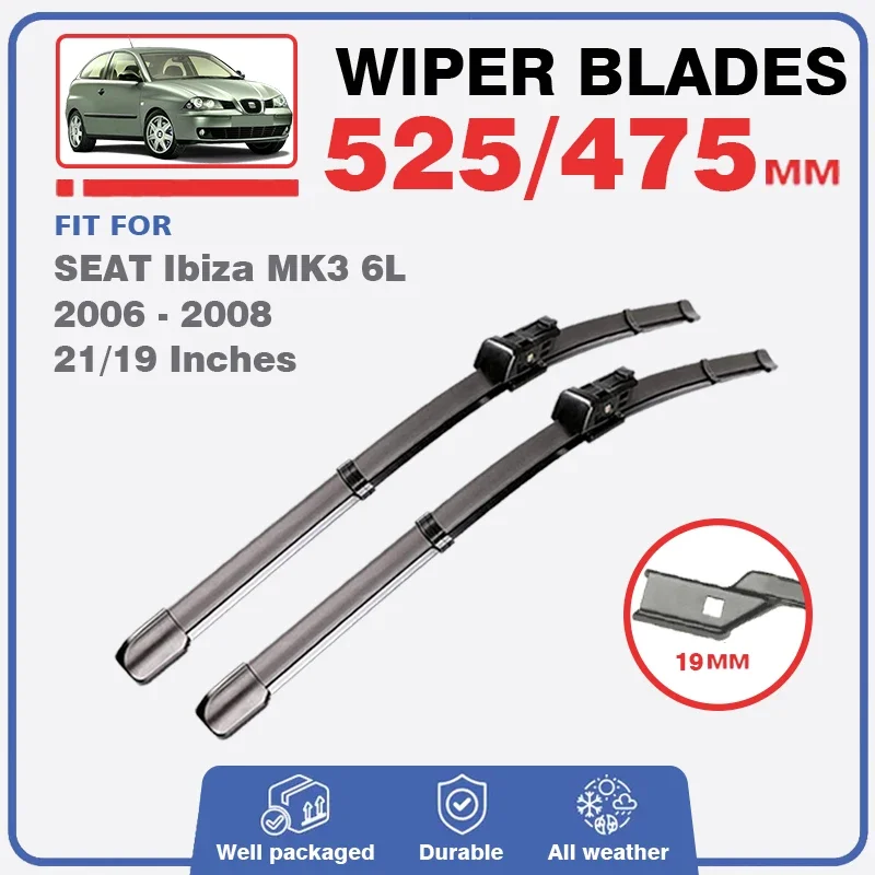 For SEAT Ibiza MK3 6L 2006 2007 2008 The facelifted Auto Front Windscreen Wiper Blades Window Brushes Car Cleaning Accessories