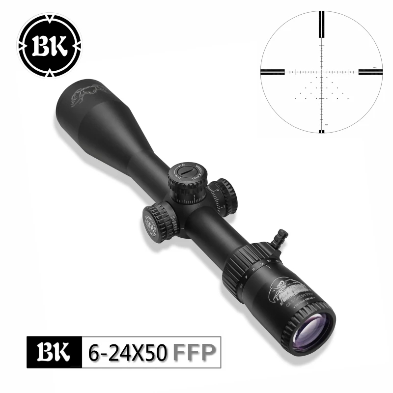 Bobcat King HD 6-24X50 FFP Tactical Sniper Sight First Focal Plane Side Parallax Air Gun Riflescope Etched Glass Optical Scope