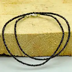 2.5-3mm Natural Black Diamond gemstone beads necklace 18Inches Thanksgiving Day National Style Christmas Relief Calming Fancy