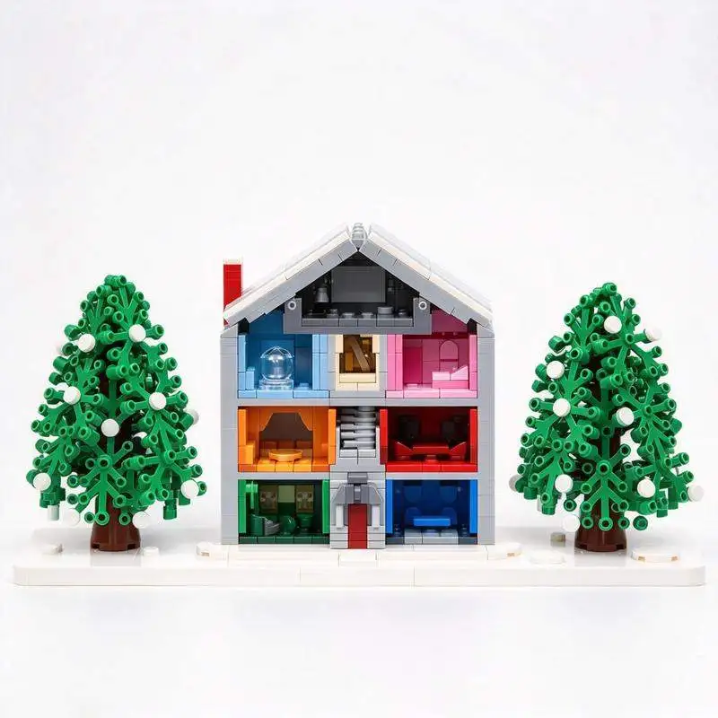 937PCS Colorful Christmas Modular Villa House Model MOC Creative Building Blocks Puzzle DIY Education Assembly Display Toy Gift