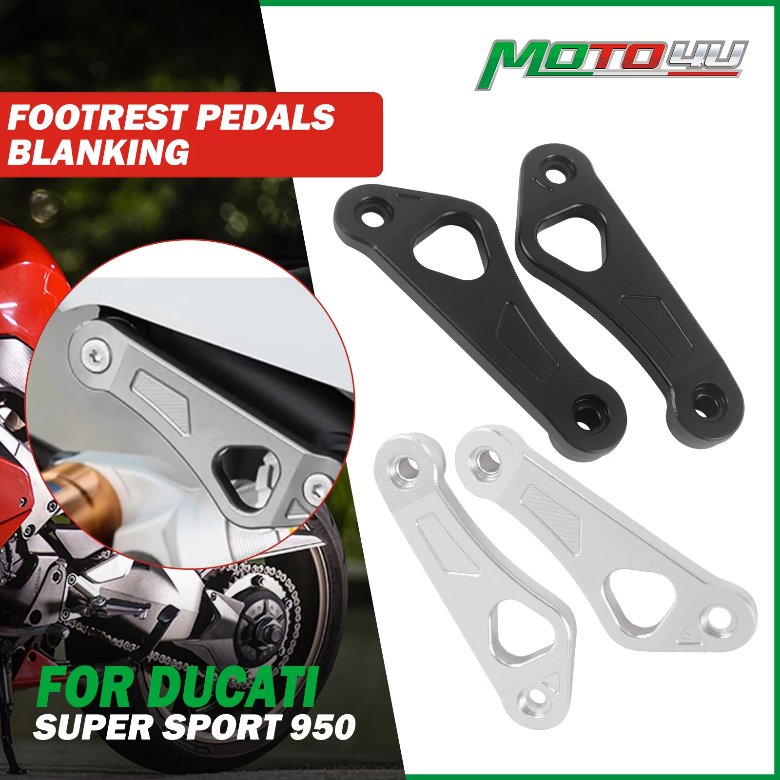 For DUCATI SUPER SPORT 950 Rear Footrest Pedals Blanking Motorcycle Passenger Footpeg Removal Delete Kit