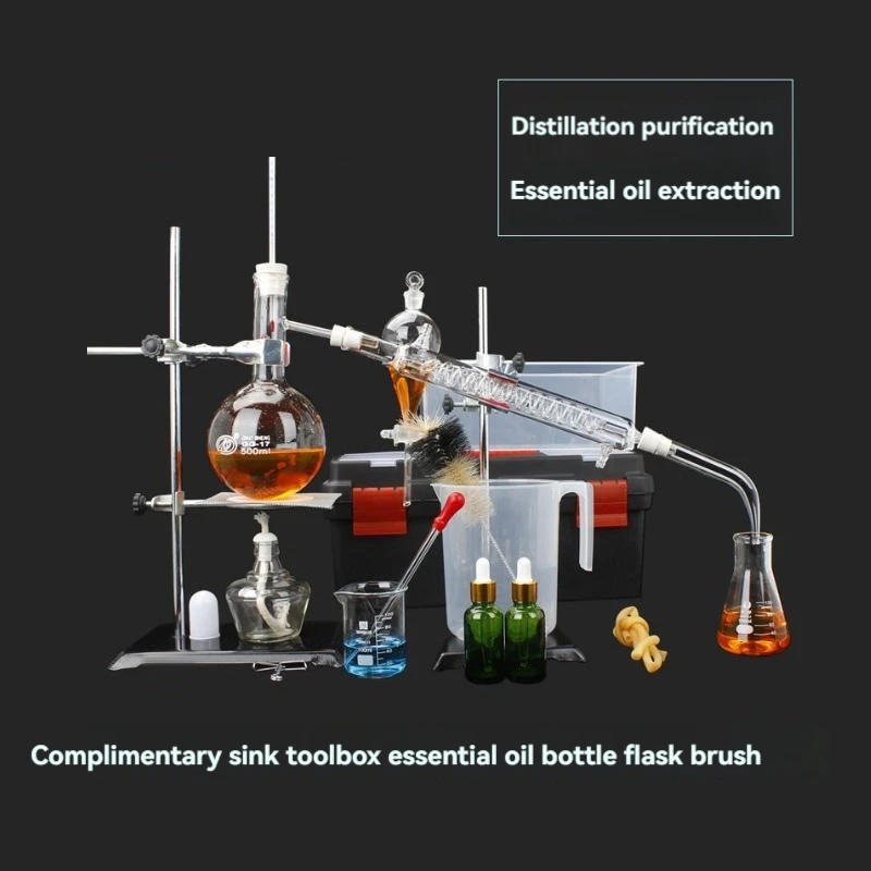 Essential Oil Distillation Kit Distillation Apparatus Distillation Condenser Distilled Water Purification Extraction Full Set