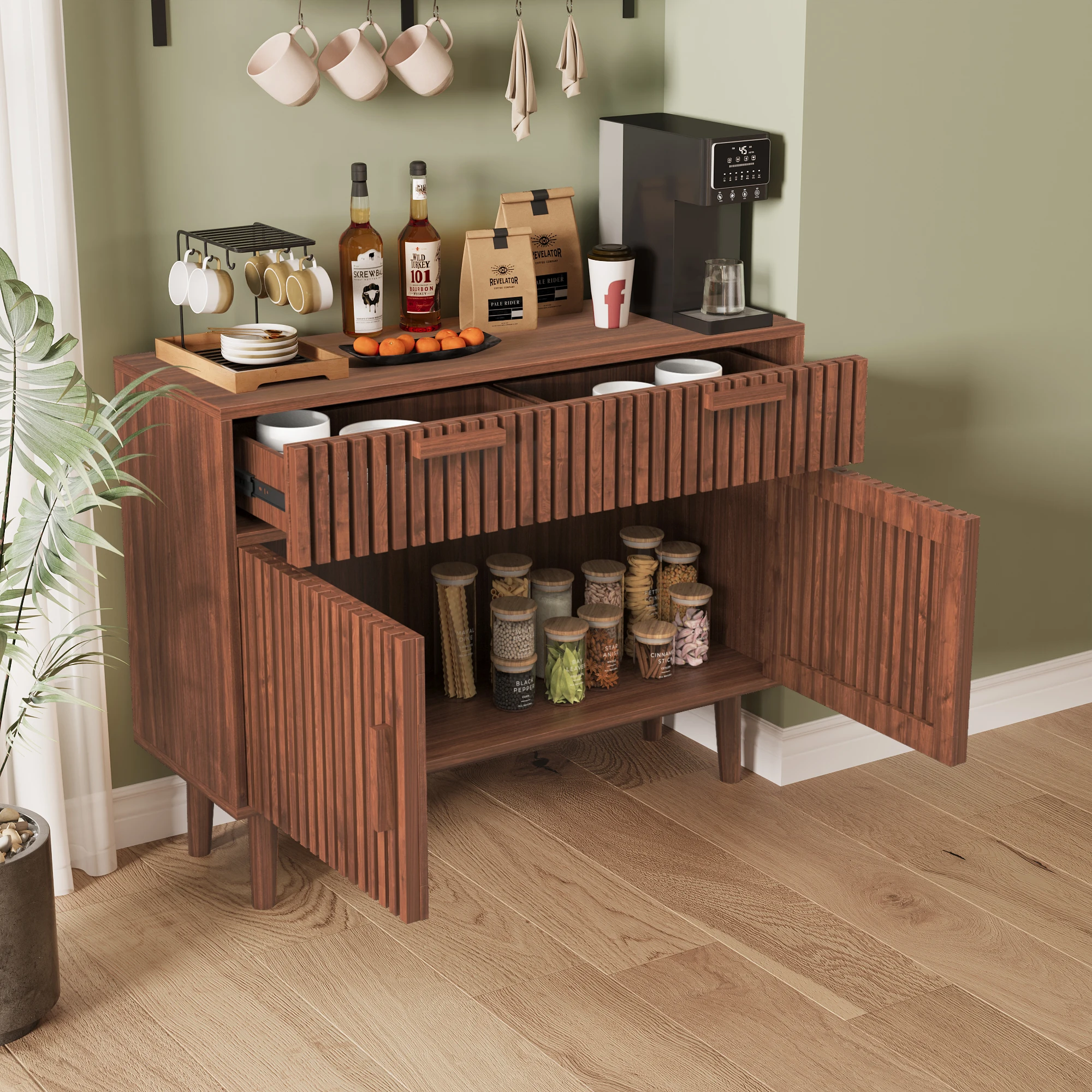 Mueble de Almacenamiento Anajqaqia, Aparador para Dormitorio, Mueble de Tela Tejida, Mueble para Sala de Estar con Cajones y Tiradores