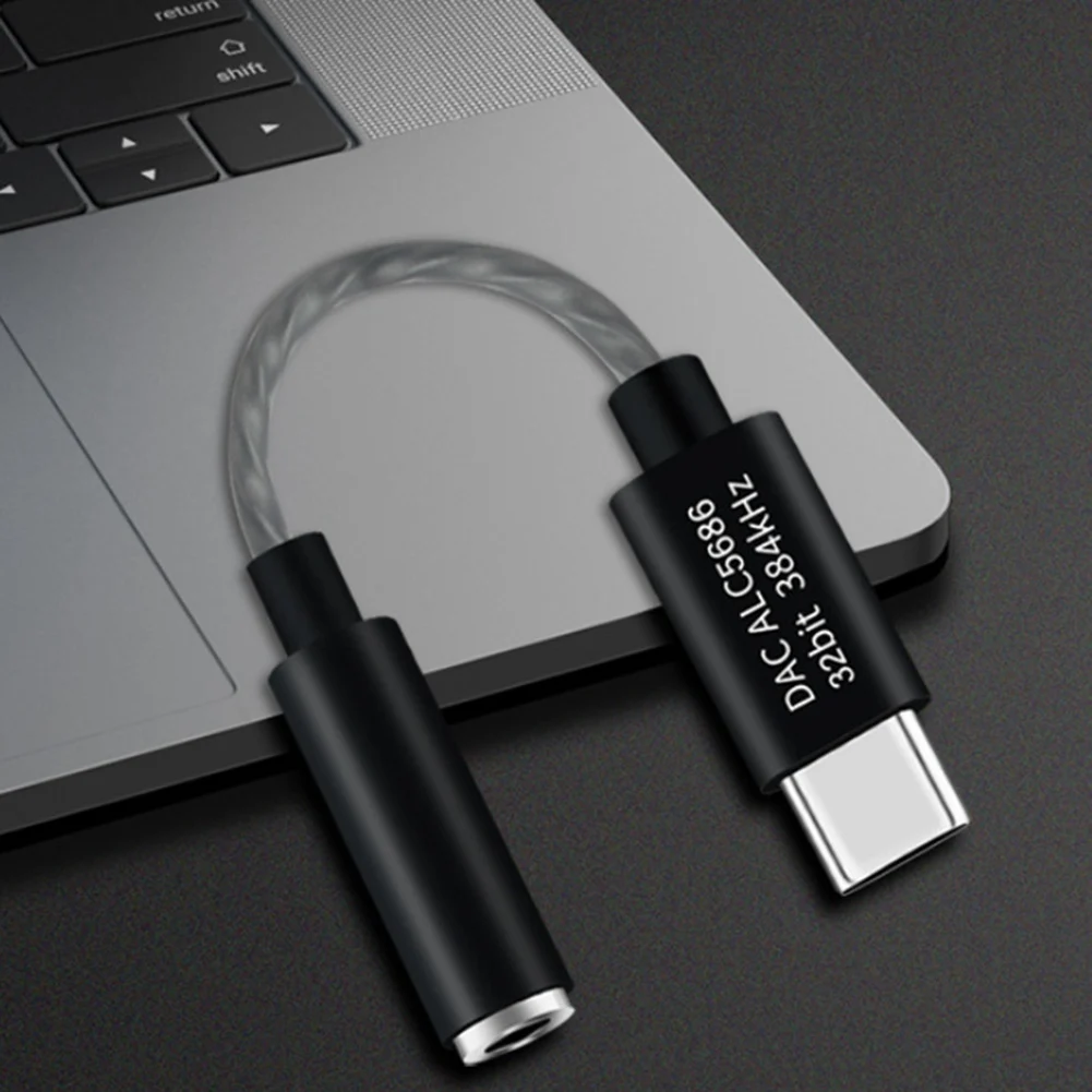 USB C타입-3.5mm 이어폰 잭 DAC 어댑터 32 비트 384KHz Realtek ALC5686 USB-3.5mm 삼성 스마트폰용 (그레이)