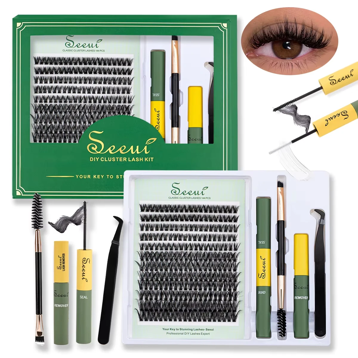 30D/40D/50D DIY Wimpers Cluster Wimpers Kit Met Bond en Seal Lijm Remover Wimper Pincet Nep wimpers