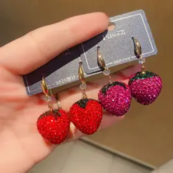Luxury Ball Earrings With Shinning Rhinestones Red Blue Green High Grade Personality New Earings