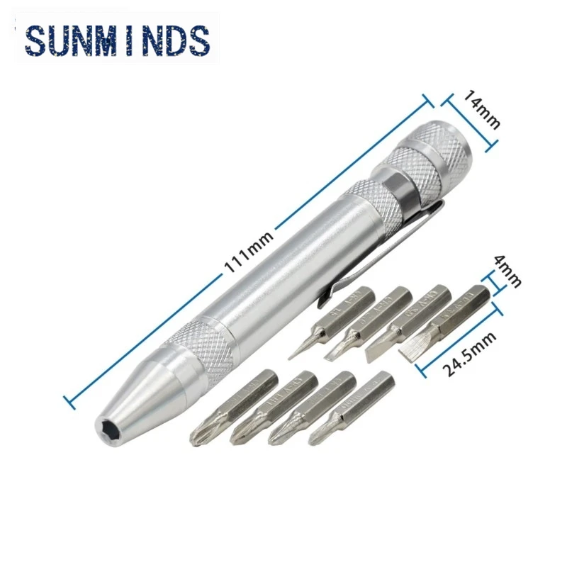 Hot Portable 8 in 1 Aluminum Pen Style Screw Driver Multi-Tool Precision Mobile phone Repair Tool Kit Screwdriver Set Bits