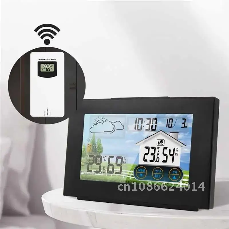 

Weather Station Digital Alarm Clock Touch Screen Thermometer Hygrometer Desk Clock With Temperature Weather Forecast Display