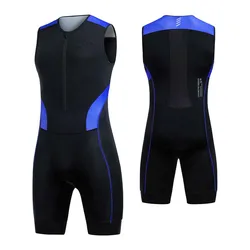 Santic Men's Triathlon Cycling Suits Sleeveless Sponge Padded Quick-Drying for Running Swimming KM25C03028