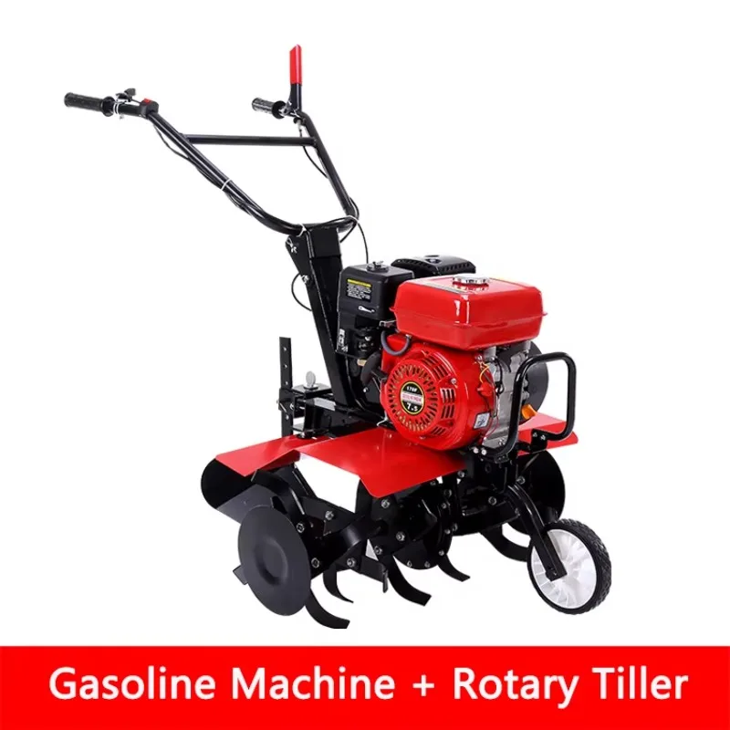 【HOT】Hand-push Small Ripper Weeder Cultivator Vegetable Field Miniature Rotary Cultivator