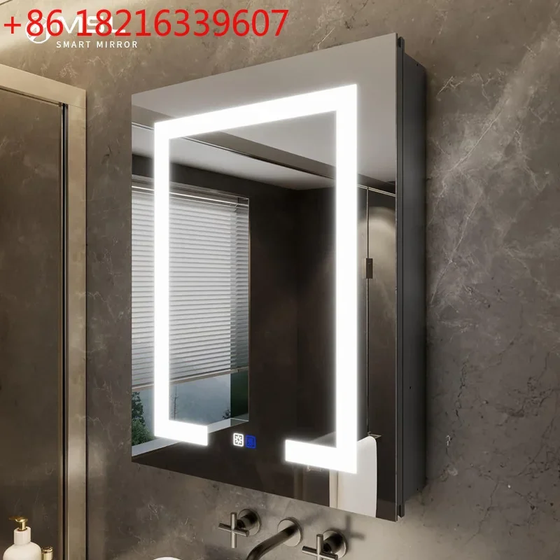 YAO Space Aluminum Hotel Supermarket Bathroom Handwashing Toilet Double-sided Mirror Cabinet with Smart Light