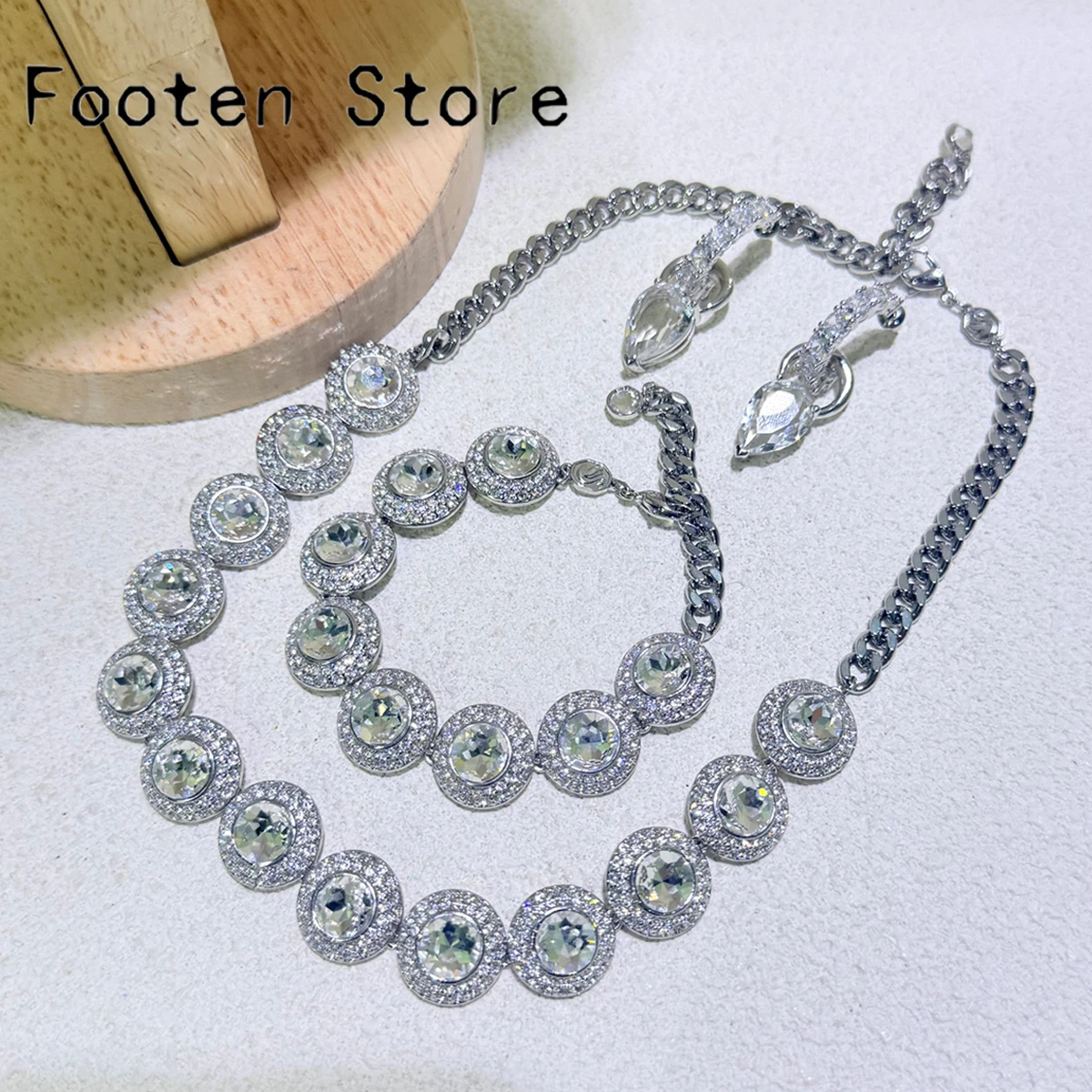 

Original 2025 New Trend Fine Wedding Jewelry Set Luxury Silver Gold Shining Fashion Necklace Bracelet Earring as a Gift forWomen