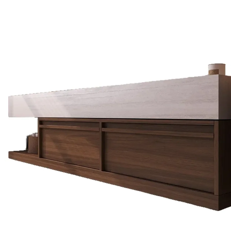 Nordic Luxury Bathroom Vanity with Sintered Stone Top Seamless Ceramic Integrated Basin Modern Washstand for Home
