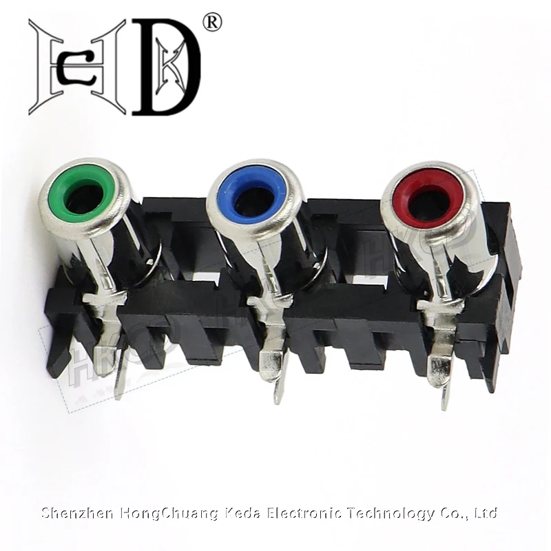 5PCS AV3-8.4-5 AV Socket With 6 Pins RCA Seat Three Holes PCB Welding Type Audio Video Lotus Seat RCA-305