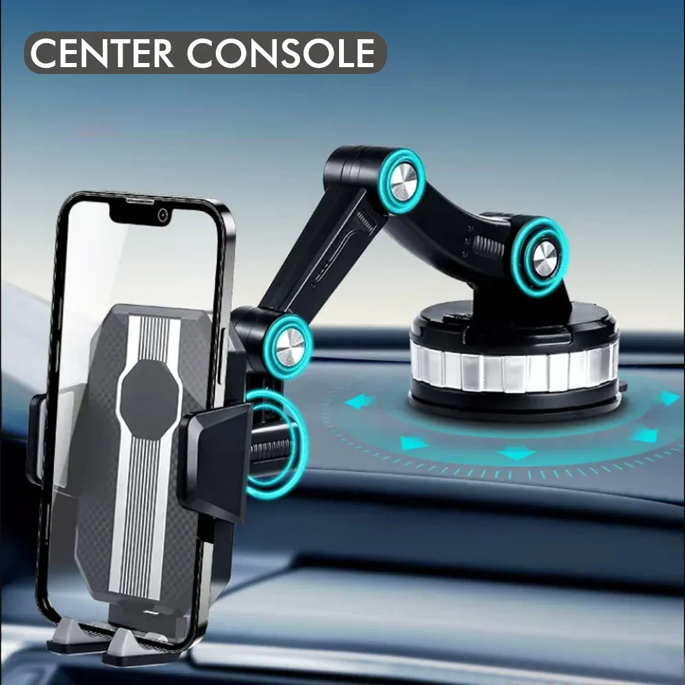 One-Button Pop-Up Car Phone Holder | Strong Suction Cup Dashboard/Windshield Mount | Universal 60-110mm Stand
