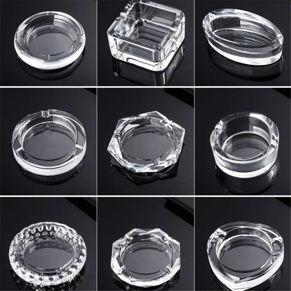 Crystal Glass Ashtray Portable Household Cigar Holder Ashtray Creative Office Desk Living Room Decoration Smoking Accessories