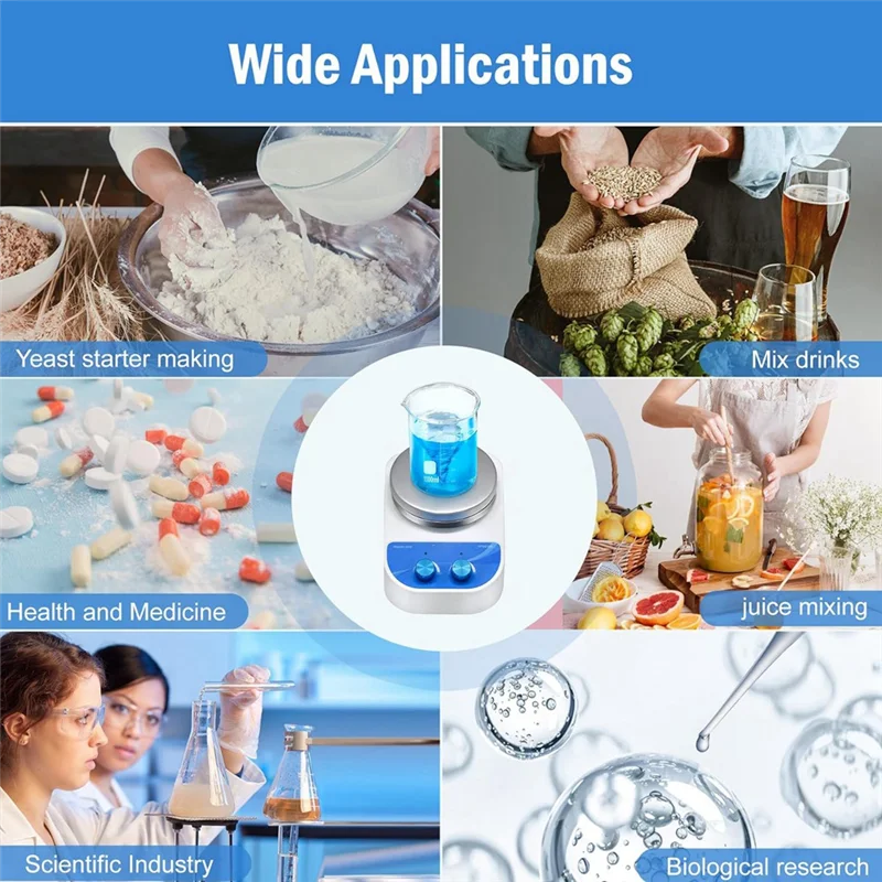 【Hot Cake】Magnetic Stir Bar Hot Plate Blender Max 380℃/80℉ 5.5Inch Laboratory Hot Plate Mixing Capacity 3 Liters Durable Easy To
