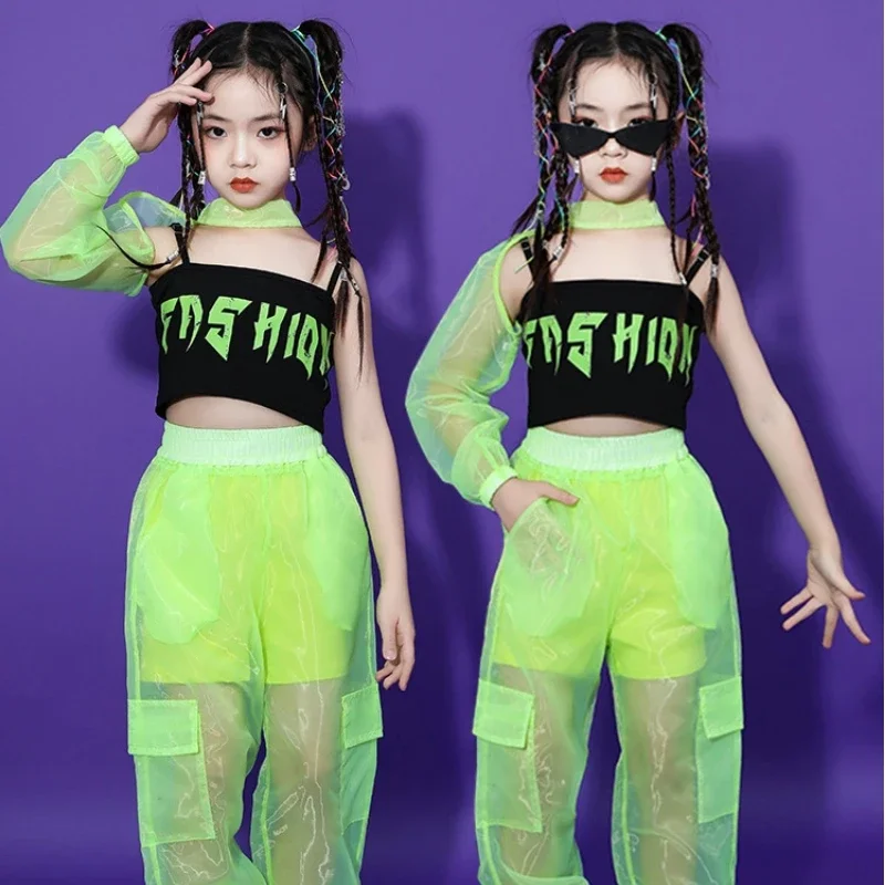 

Т-образное выступление для девочек, модная одежда, костюмы для джазовых танцев для девочек, комплект из 3 предметов, детские уличные танцы, стиль хип-хопа