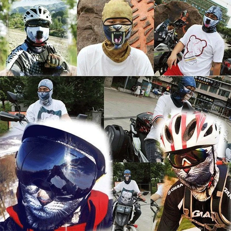 3d gato cão bonito animal balaclava motocicleta motocross esqui snowboard chapéu capacete forro motociclista pescoço mais quente rosto boné ciclismo chapelaria