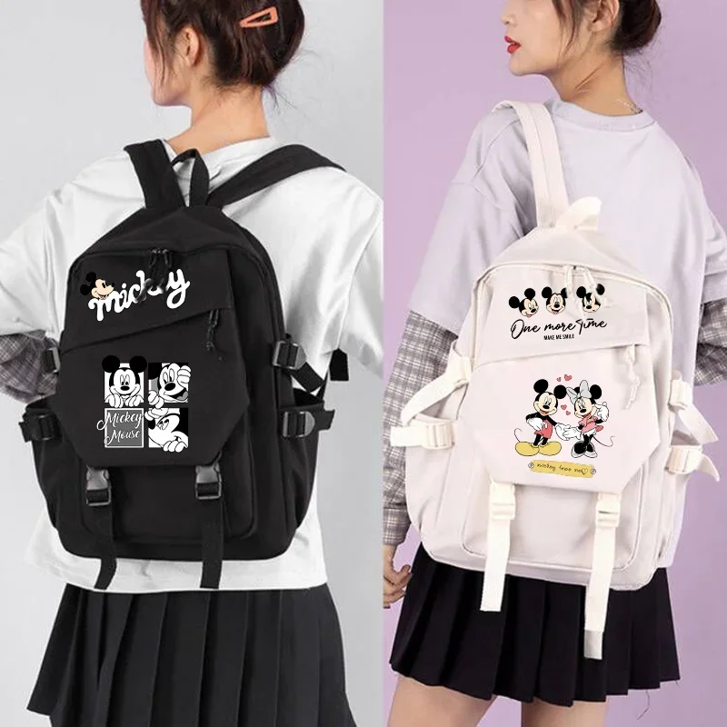 

Minnie Mickey Mouse Backpacks Fashion Student Backpack Cartoon Anime Graphic Print Portable Large Capacity Schoolbag Party Gift