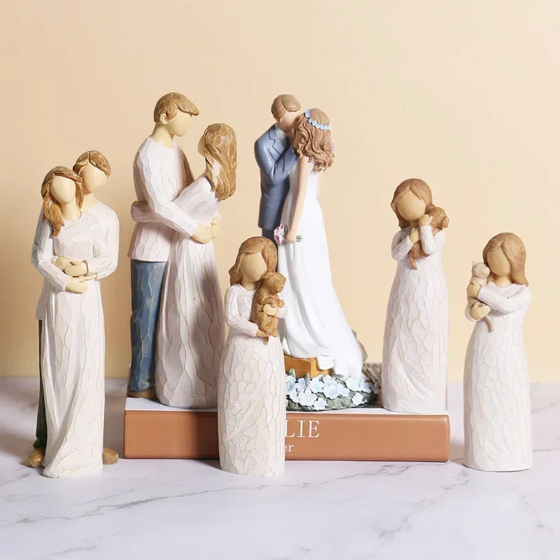 

Resin Figure Girl Statues Modern American Style Figurines For Interior Home Living Room Wedding Decortion Accessories