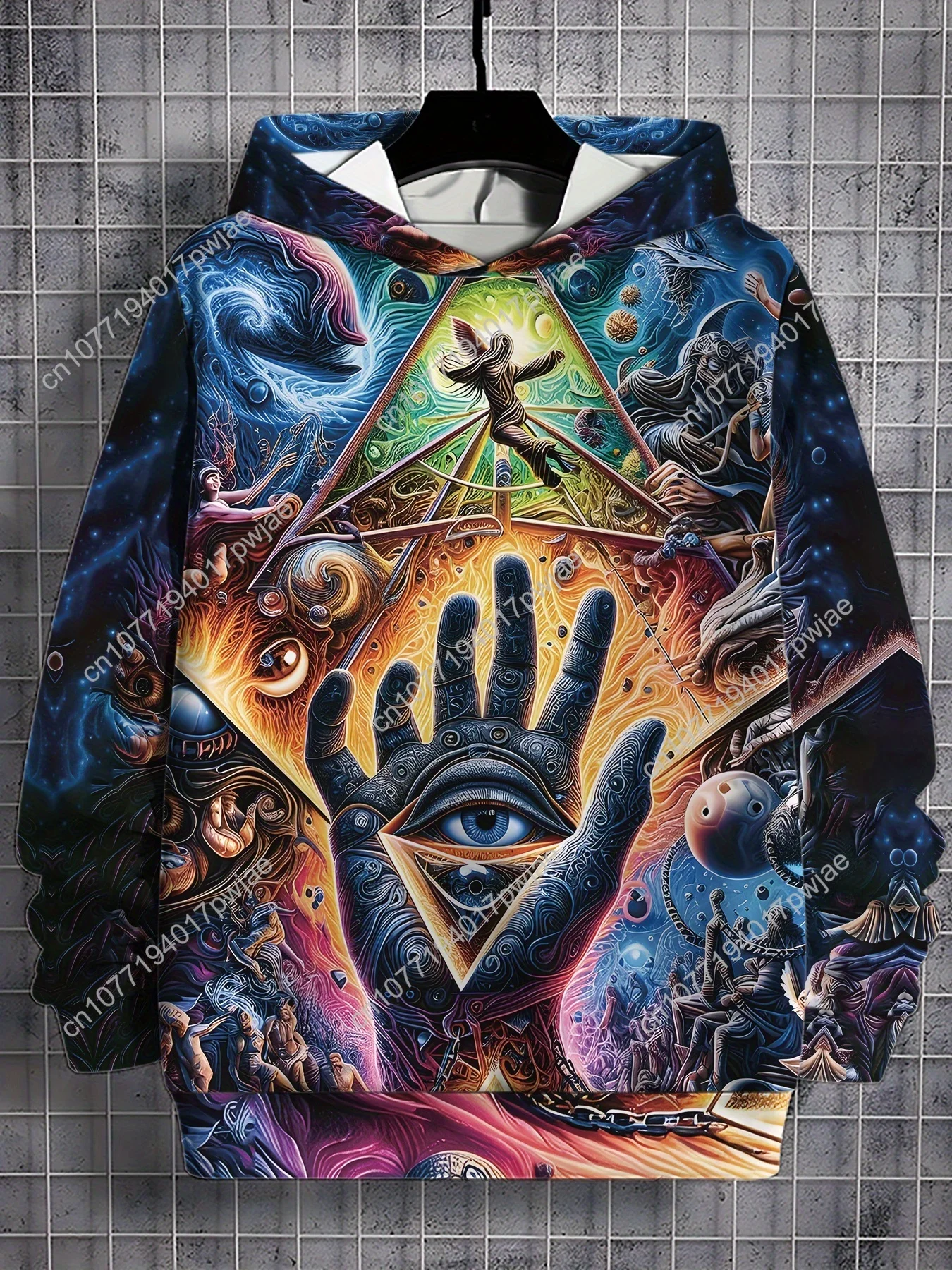 

Men's 3D Digital Print Hooded Sweatshirt , Neon Glow-in-the-Dark & Vibrant Multicolor Graphic Pullover , Machine Washable Warmth
