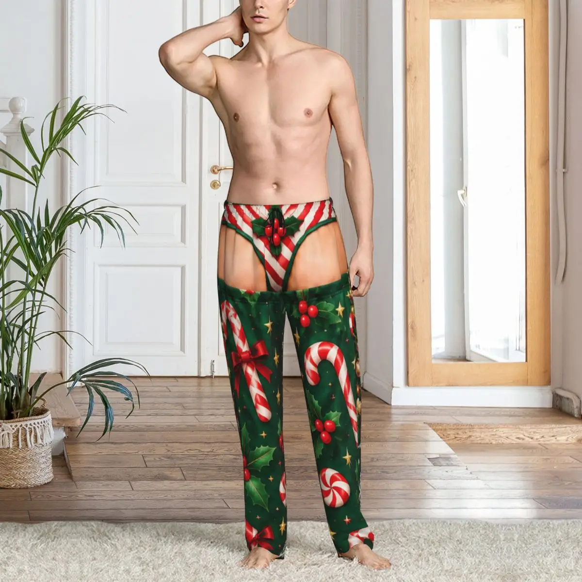 Merry Christmas Santa Claus Snowman Mens Pajama Pants Relax Comfy Lounge Pants Sleep Bottoms