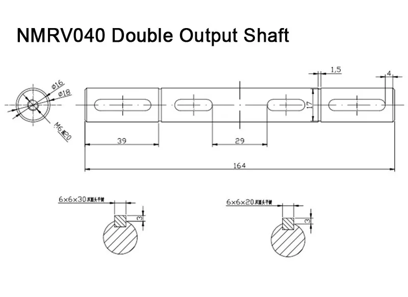 Einzel- / Doppel-Ausgangswelle für NMRV030 / NMRV040 Turbo-Schneckengetriebe Schneckengetriebe-Zubehör – Detail 6