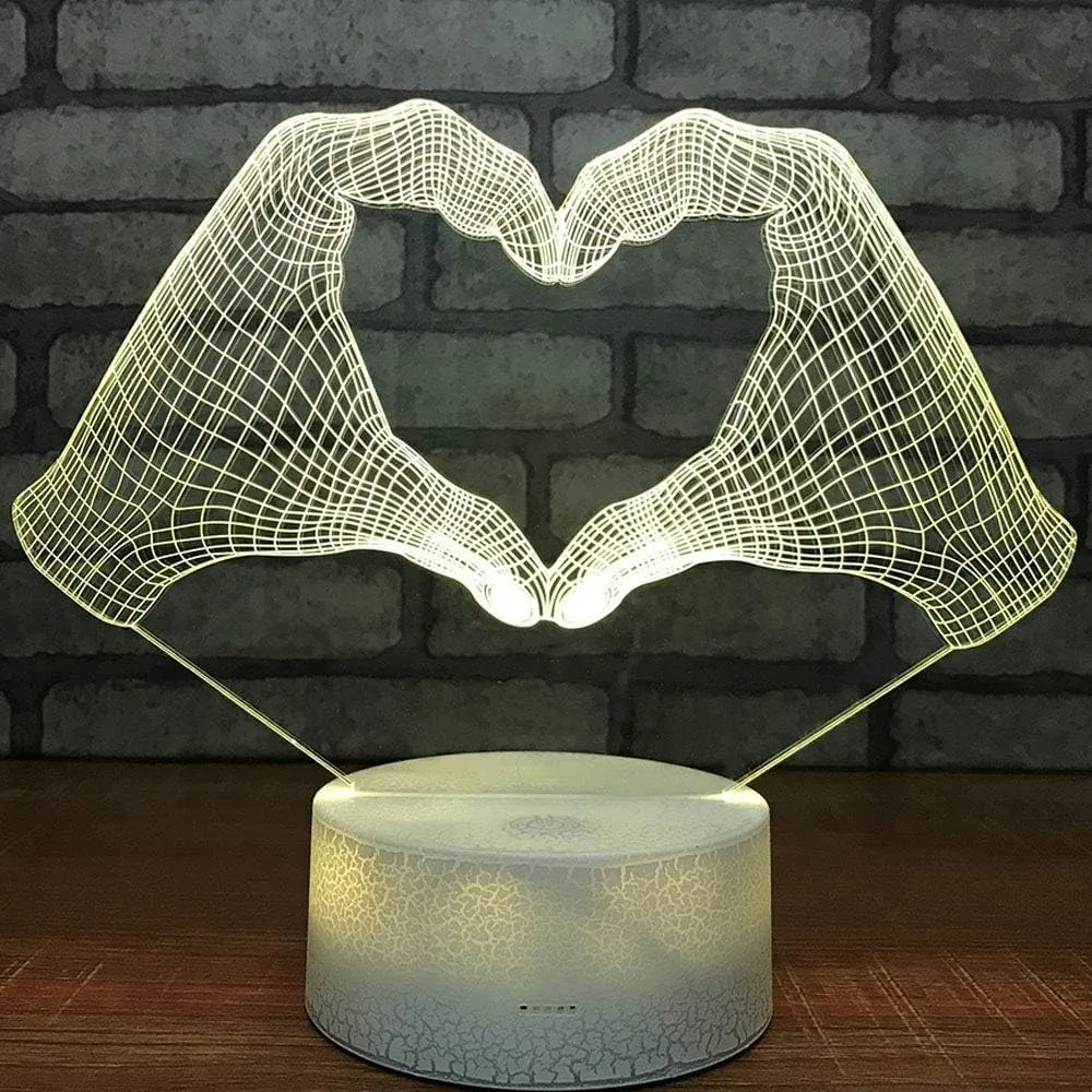 Nighdn Heart LOVE Gesture Night Light 7 Color Changing USB Table Lamp Gift for Women Lover Mother LED Nightlight Room Decor