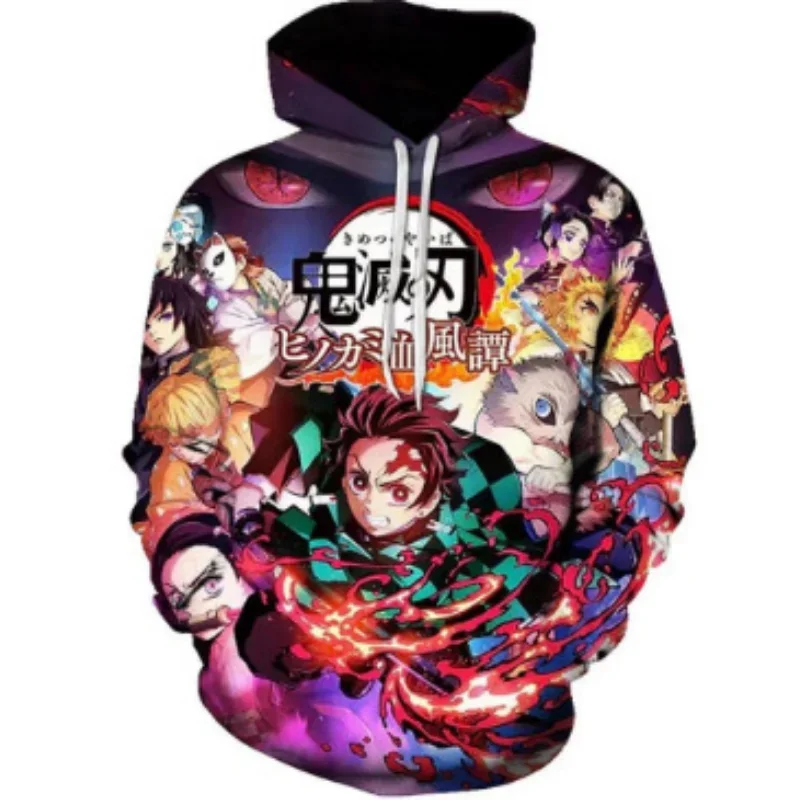 New Demon Slayer Hoodies Girls Sweatshirt Autumn And Winter Long Sleeve Harajuku Pullovers Anime Series Stich Casual Hooded Tops