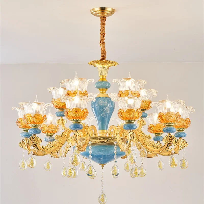 WPD-candelabro de cristal de lujo europeo, lámpara colgante LED americana para sala de estar, restaurante, dormitorio, Villa, Hotel, tienda de ropa