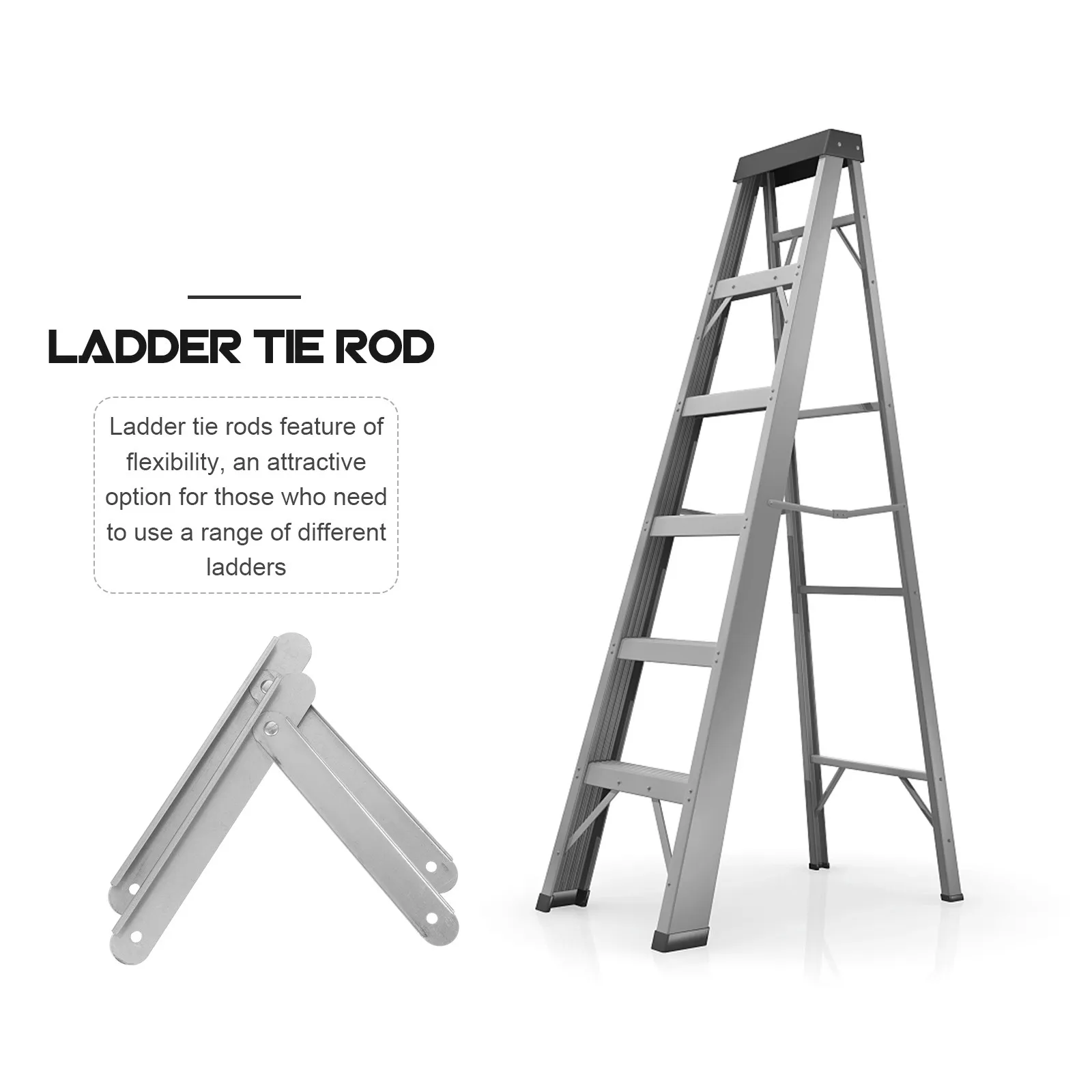 2Pcs Reinforced Ladder Tie Rod Aluminum Alloy Corrosion Resistant Heavy Duty Replacement for Attic Folding Step Ladder Parts
