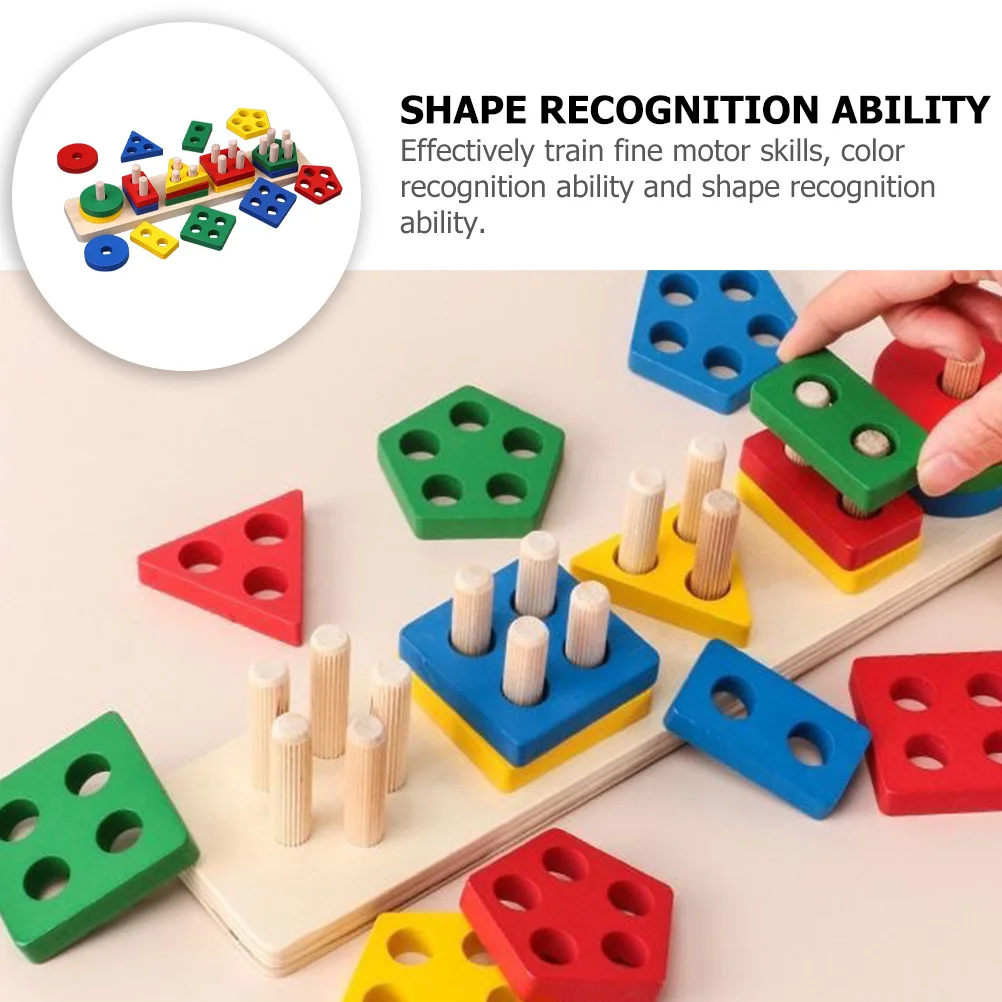 1 مجموعة 1 مجموعة خشبية شكل فرز كتل اللون مطابقة لغز للأطفال الصغار طفل غرامة المهارات الحركية التدريب التعليمية #3