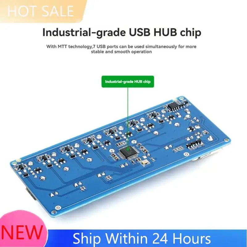 ~【IN  Stock】7-CH Industrial USB 2.0 Port Expansion HUB Adapter With 5V Power For Windows 11/10/8 Linux EU Plug