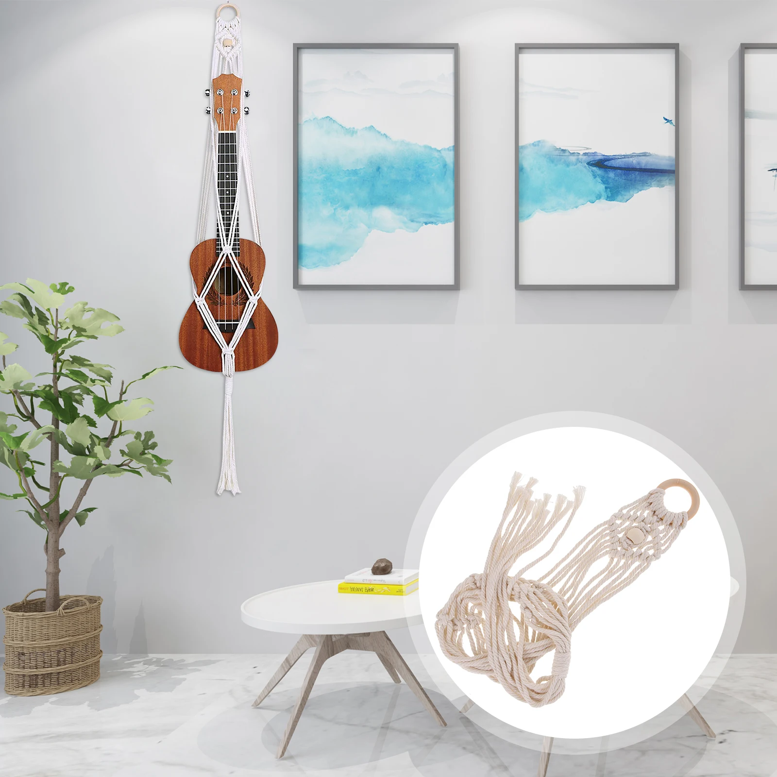 

Guitar Wall Mount Macrame Hanger Various Ukulele Cotton Rope Musical Instrument Accessory Decorative Hook