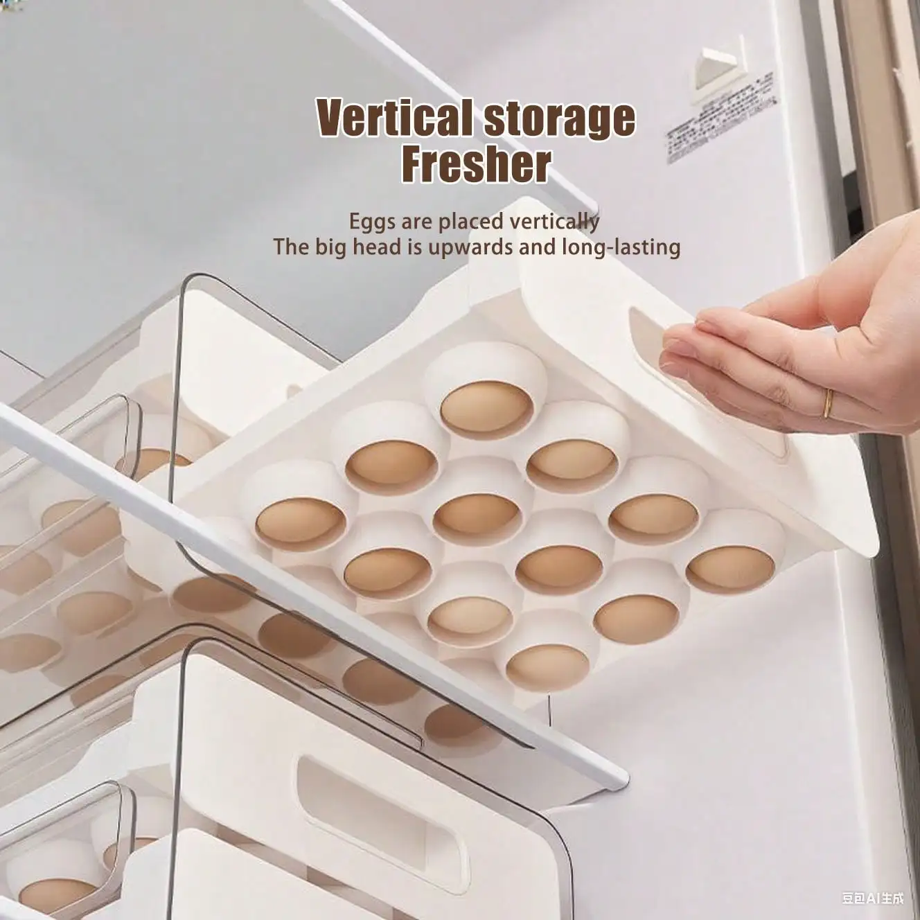 Egg Storage Container For Refrigerator,32 Egg Holder For Fridge,Large Capacity Egg Organizer For Refrigerator,Stackable Container Tray sh251128518182238199