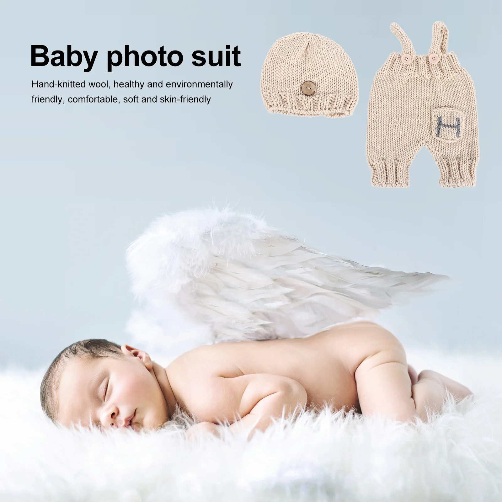 Conjunto de calças com suspensórios de malha para bebês, fantasia para recém-nascidos, roupa adorável para fotos, adereços para fotos, fantasia para recém-nascidos