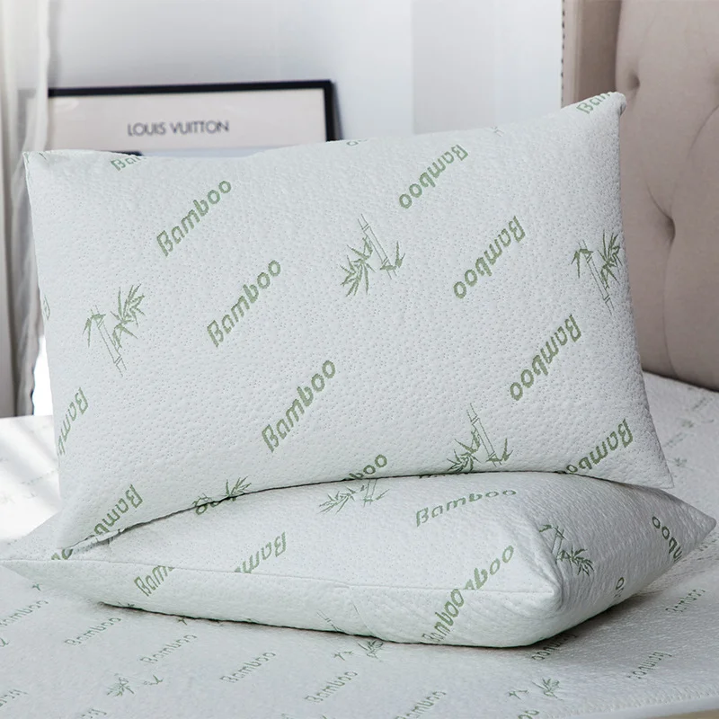 1pc Shredded Memory Foam Pillow Adjustable Loft Slow Rebound Breathable Bamboo Knit Cover Back Side Sleeping Pillow Core 51*76cm