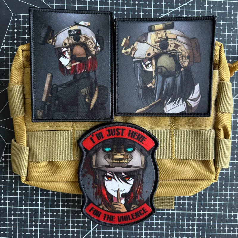 Tactical Girl Morale Badge I’m Just Here for The Violence Tactical Patch Printing Patches Hook & Loop Military Backpack Sticker