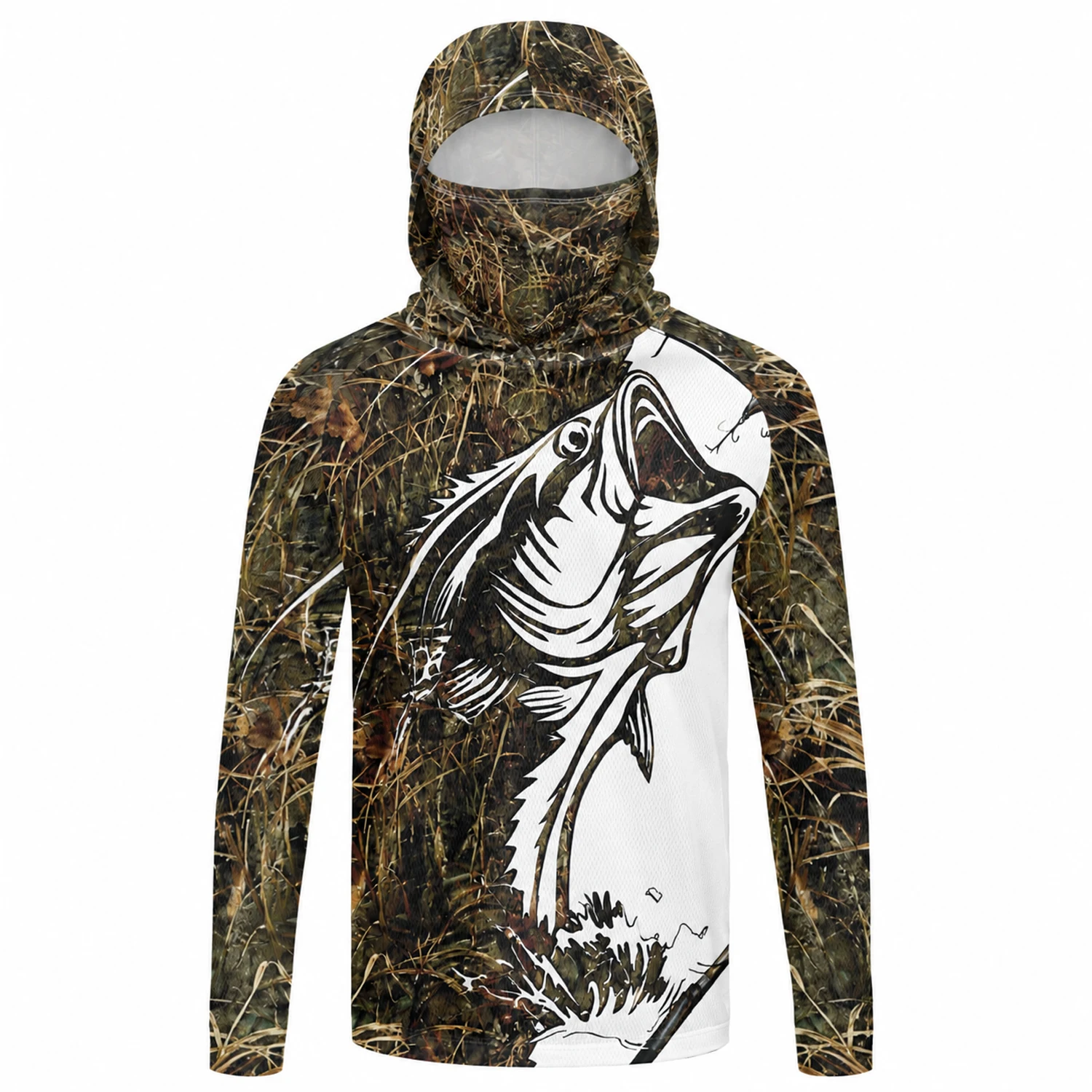 Men Gradient Fish Print Fishin - Fishing Shirt Uv Protection ulasan dan harga