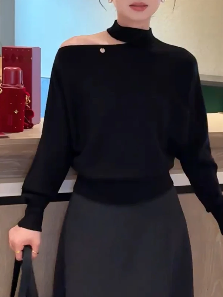 

Ele Knitted Neline Sweater Women's Faion Slimming Top Large Size Autumn Winter New Sle Sensation Casual