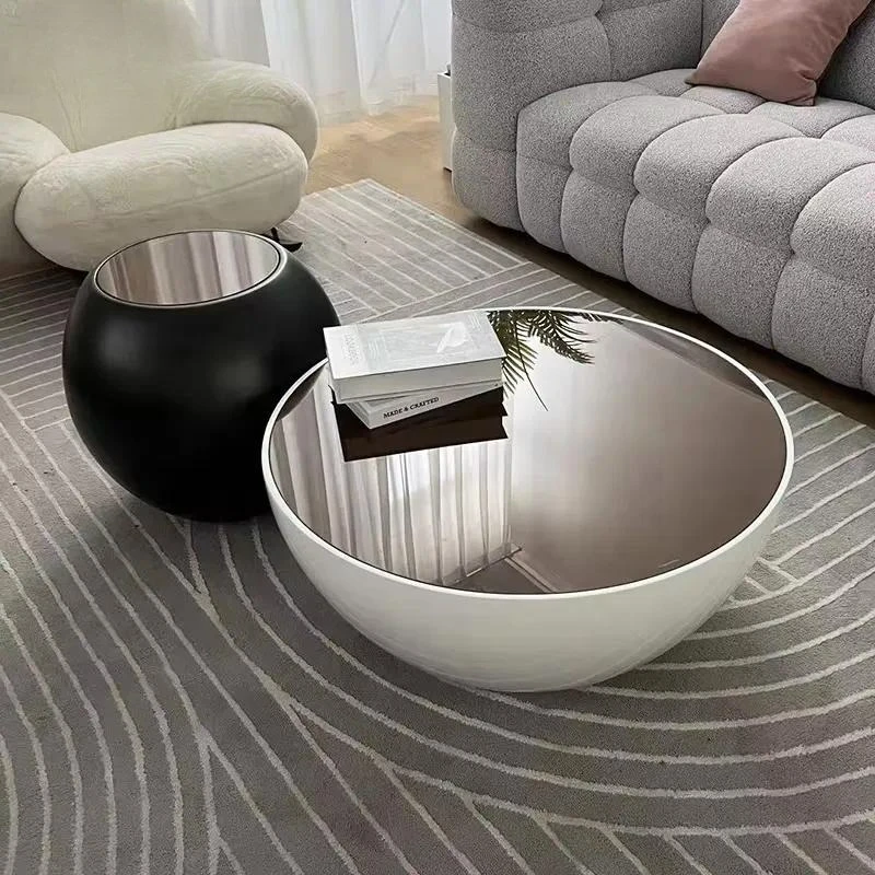 Modern Light Luxury Oval and Drum Style Tea Coffee Table Set Simple Living Room Furniture for Coffee Shop