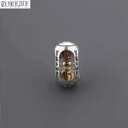 Handmade Real 925 Silver Tibetan Six Words Bead Vintage Sterling Buddhist Vajra Beads Tibetan Jewelry Findings