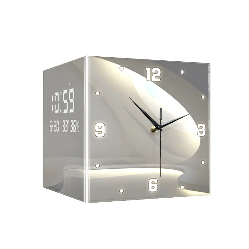 

Living room creative corner clock wall lamp digital display electronic clock