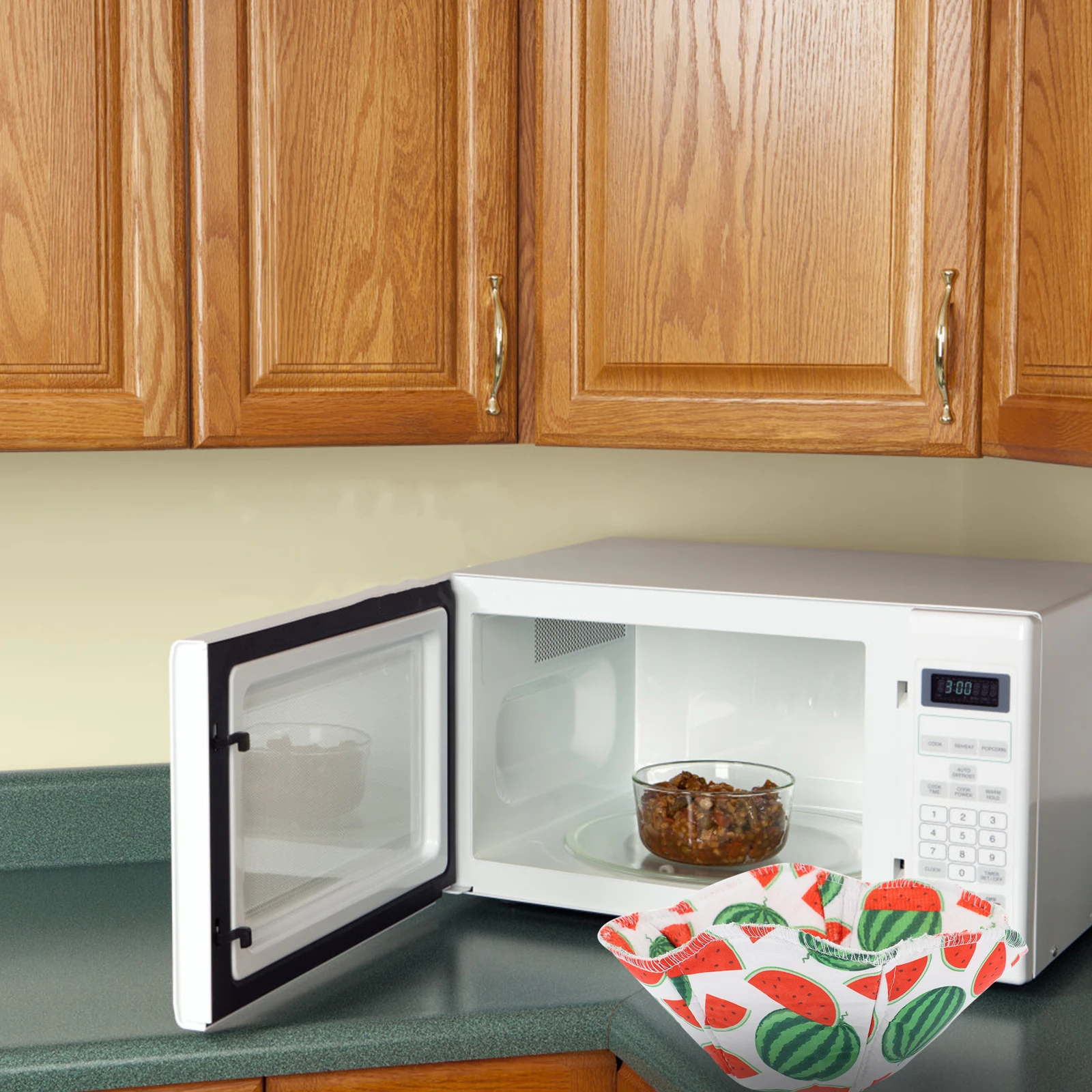 

4pcs Microwave Bowl Cover Colorful Fruit Pattern Heat Resistant Bowl Mat Non-Slip Kitchen Gadgets Hot Food Protection Microwave