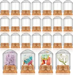 Glass cloche Jar, Display Dome Base Mini Glass Bottles/Jars Display Case for Flower Storage Home Party Favor Decoration